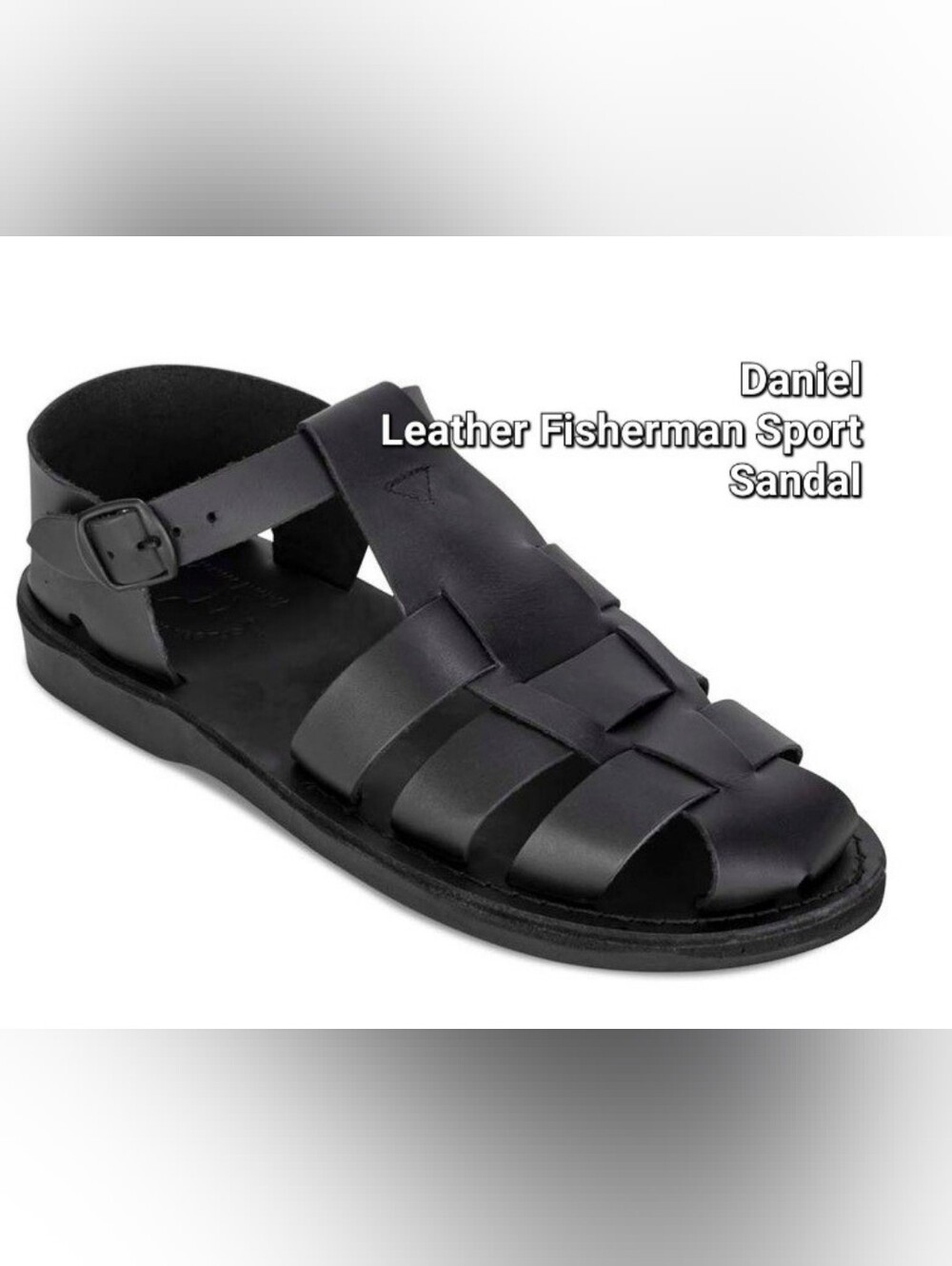 Daniel Leather Fisherman Sandals for Men - Black